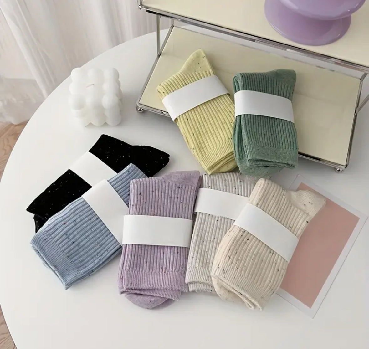 5-pair Random Colors Crew Socks