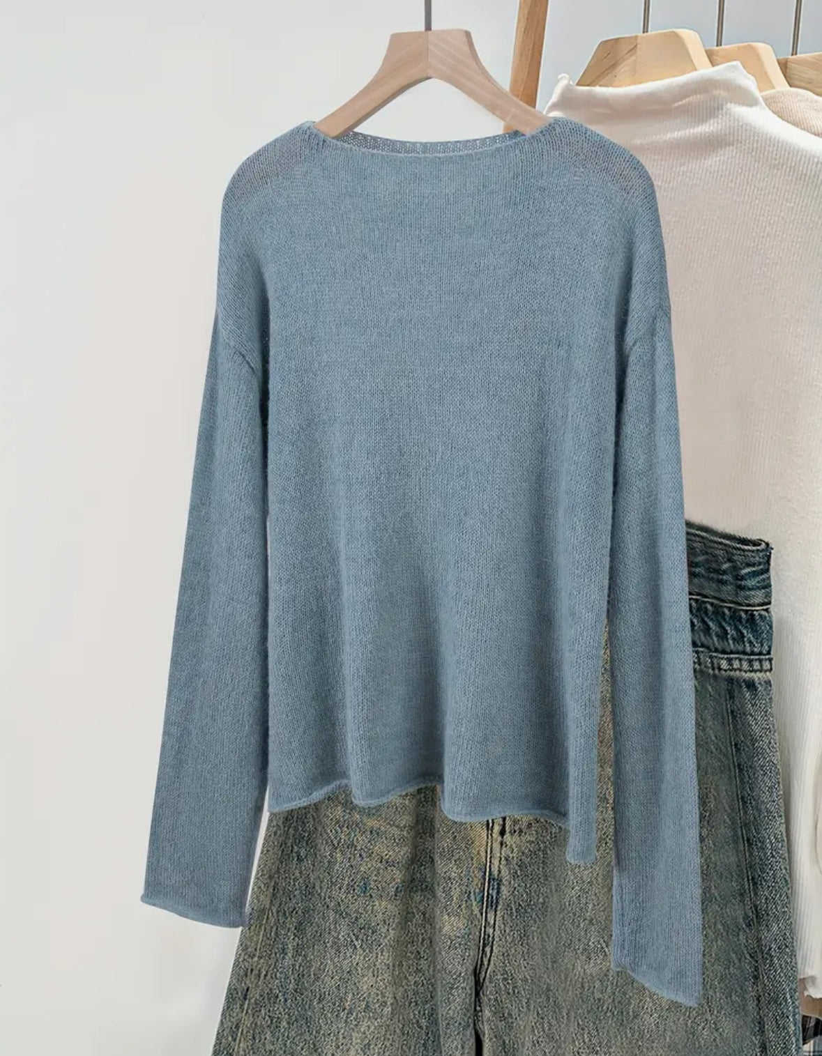 Long Sleeve Mohair Pullover Sweater