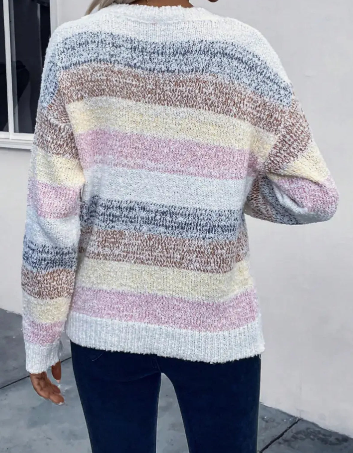 Long Sleeve Color-Block Pullover Sweater