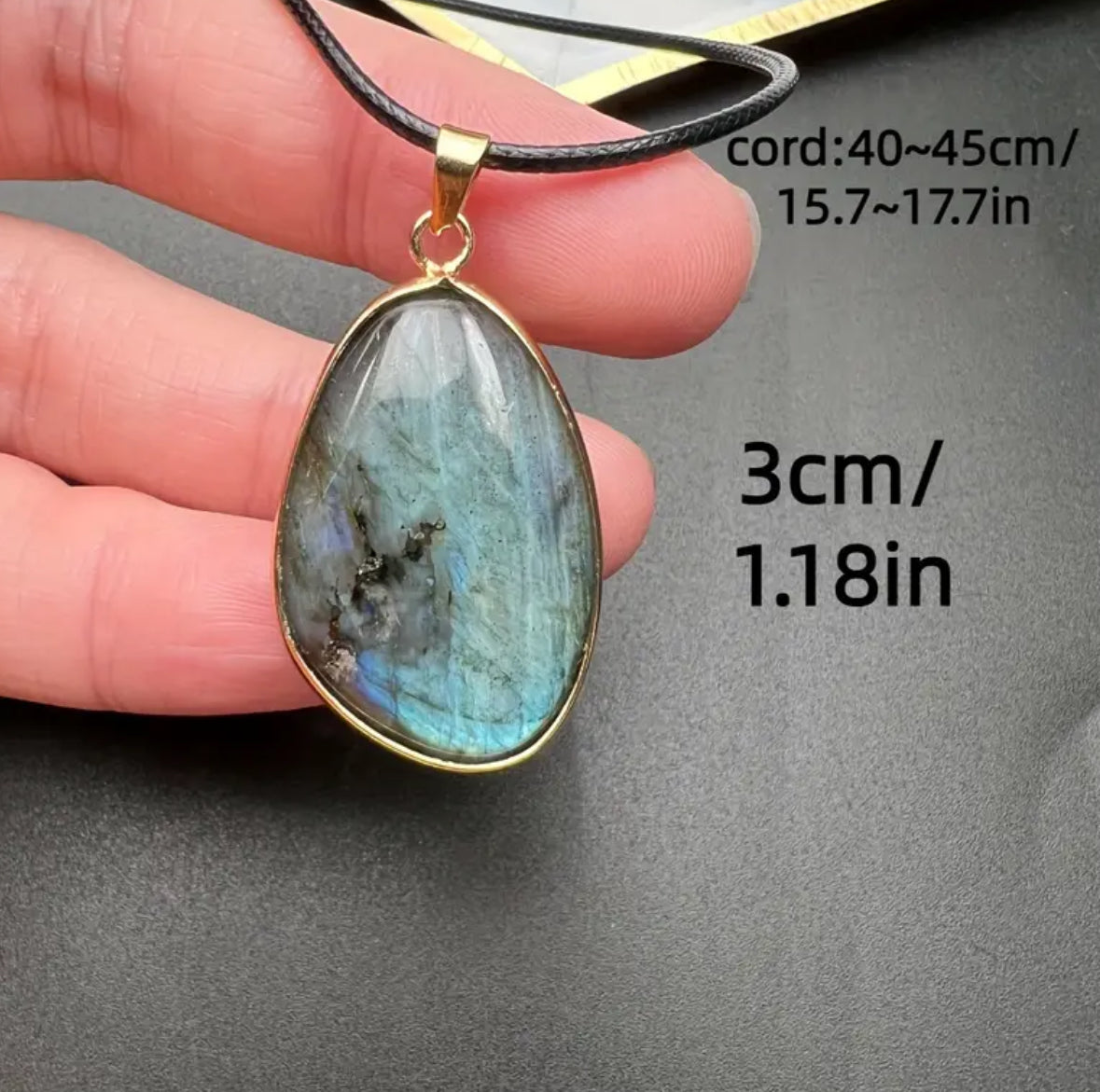 Labradorite Pendant Necklace With Cord