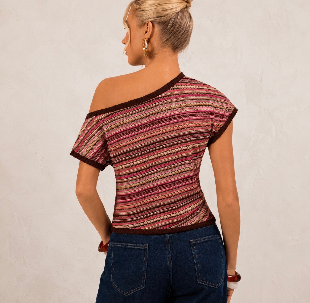 Short Sleeve Striped Pullover Top