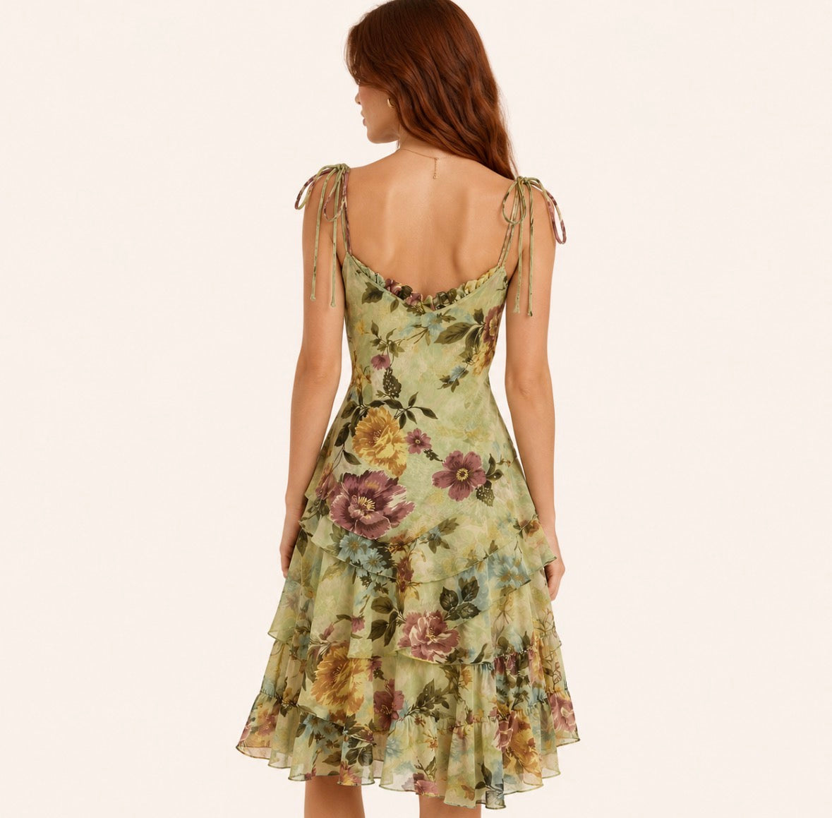Floral Print Spaghetti Strap Dress with Adjustable Spaghetti Straps with an Asymmetrical Hem