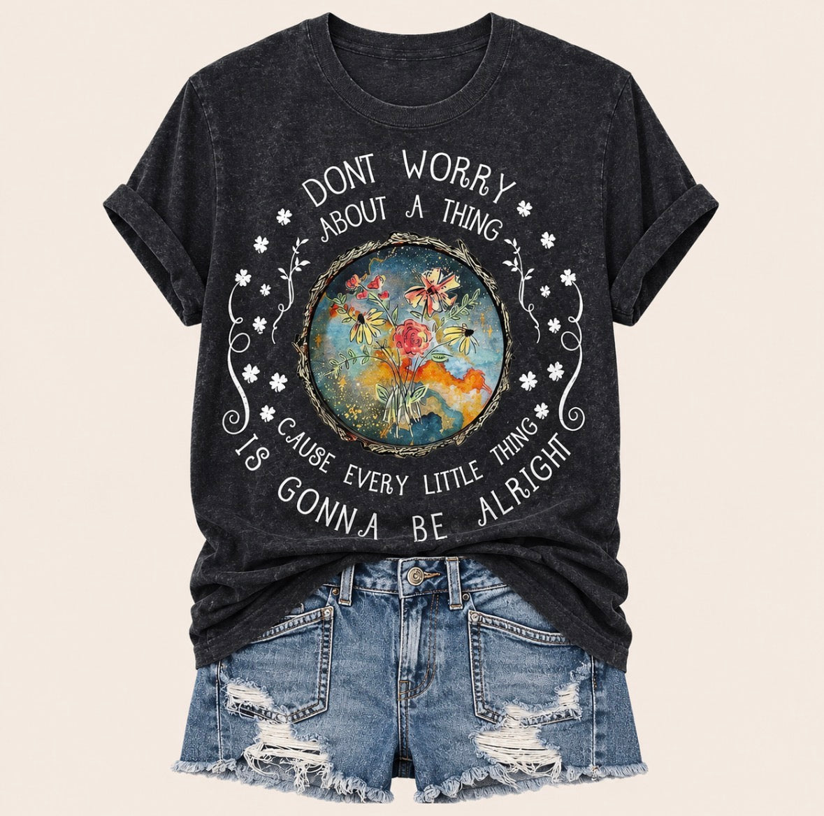 Graphic T-shirt "WHEN YOU'RE STUCK WITH A BAD DAY…..THE SUN WILL COME THING THE SUN OUT TOMORROW"