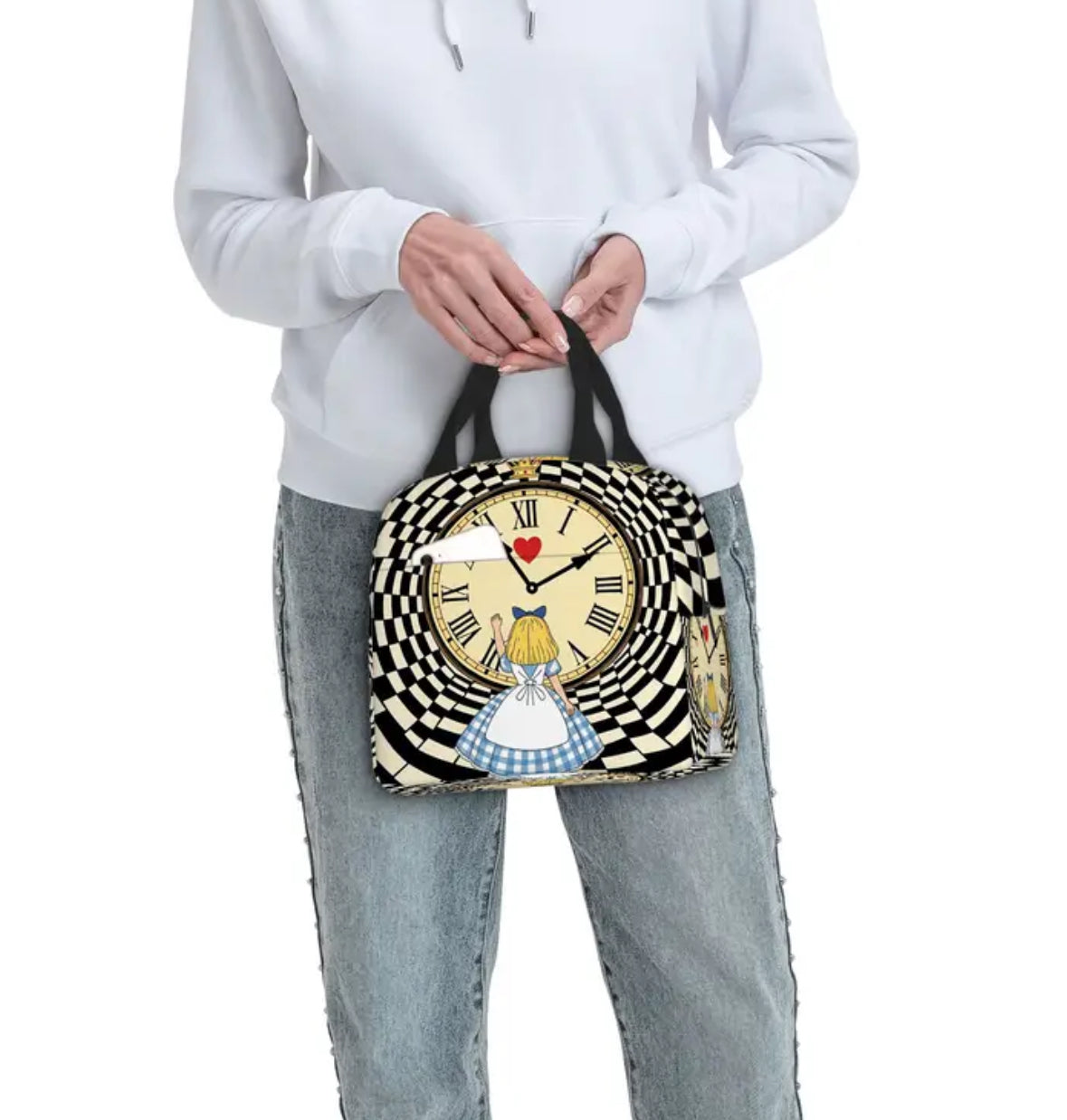 Alice in Wonderland with Clock Totebag