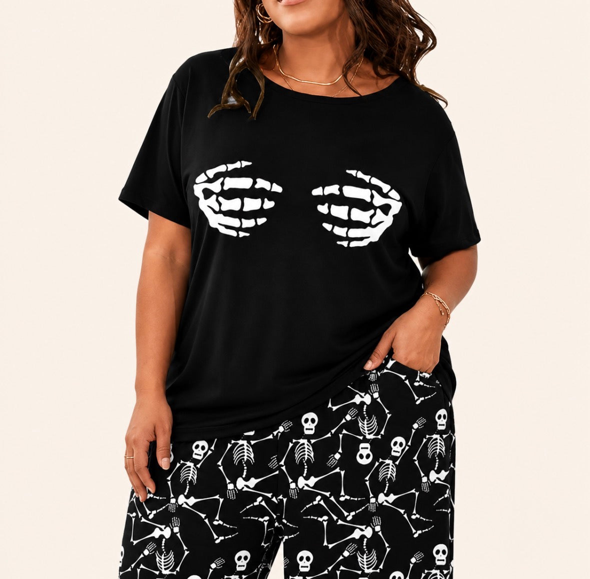 Plus Size 2-piece Skelton Loungewear Set