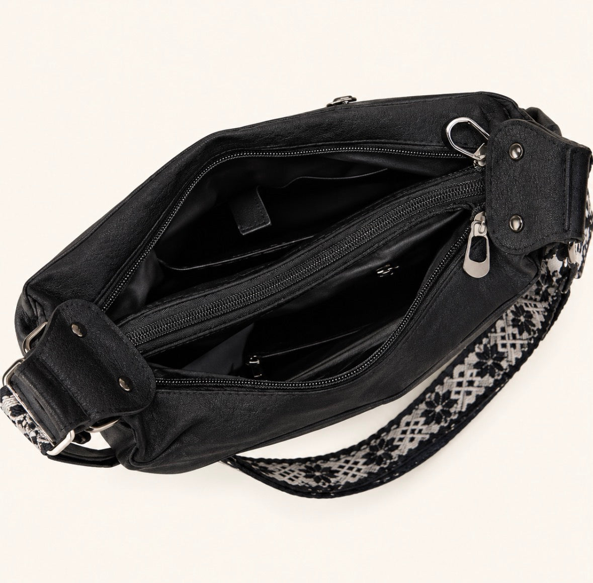 Vintage-style Single-shoulder Bag, Solid Color Handbag with Zipper Closure