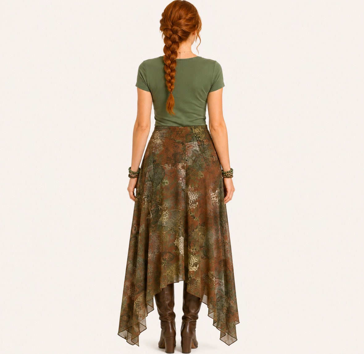 Bohemian Asymmetrical Hem Paisley A-Line Skirt