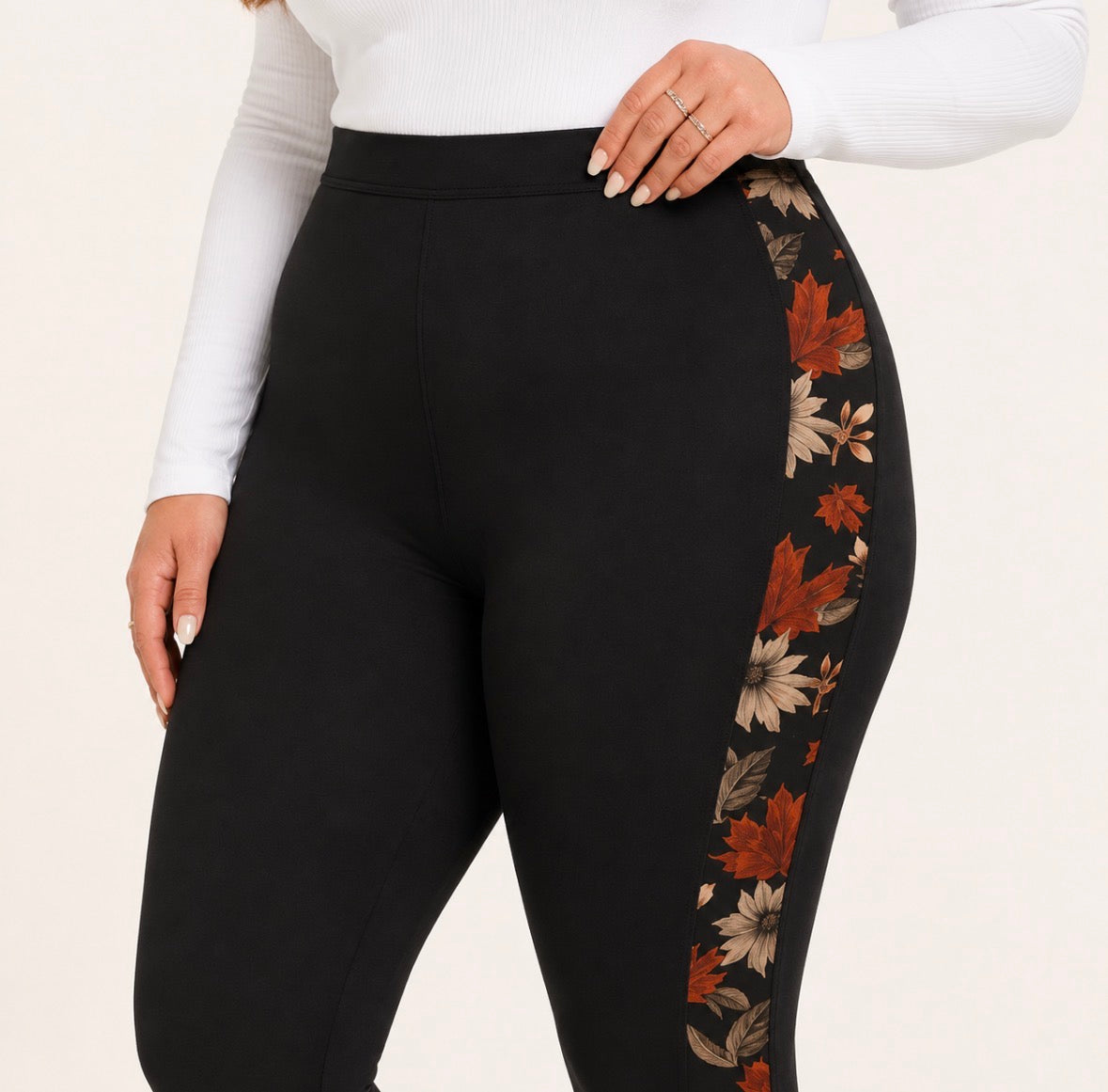 Plus Size Double-Sided Floral Print Leggings