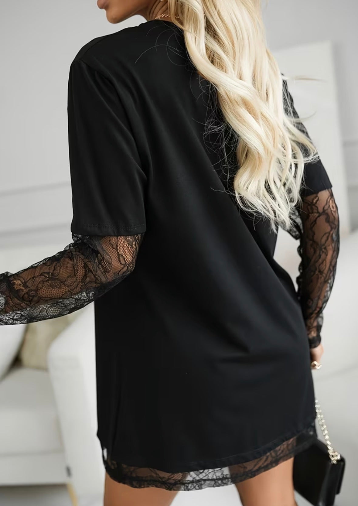 Mini Dress with Lace Panels