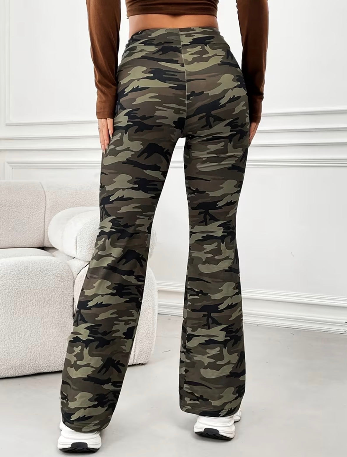 Camo High Waist Loungewear Pants with Drawstring
