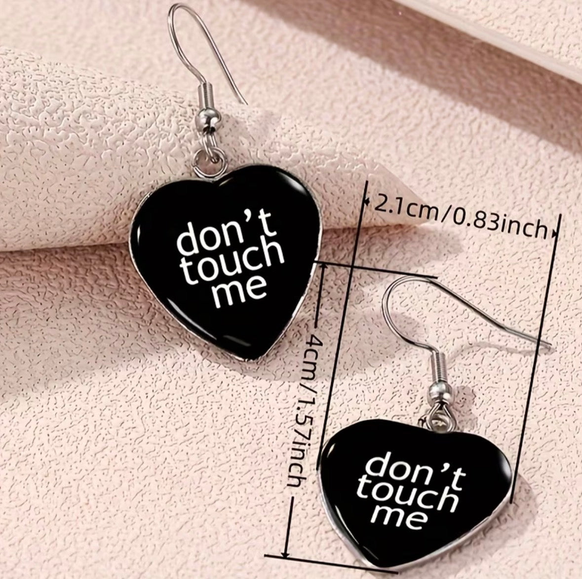 Bohemian Style Heart Shaped Earrings Don't Touch Me”