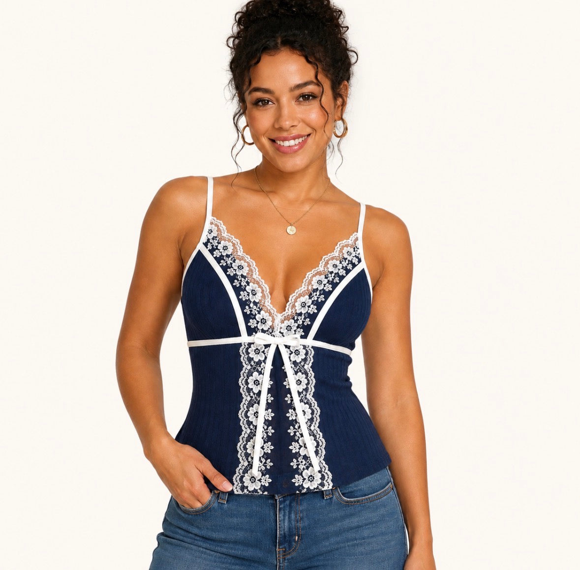 Vintage Lace Trim Camisole Top