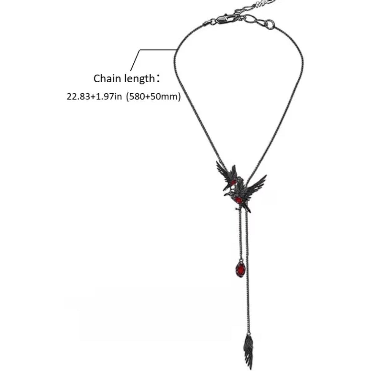 Gothic Black Crow Necklace