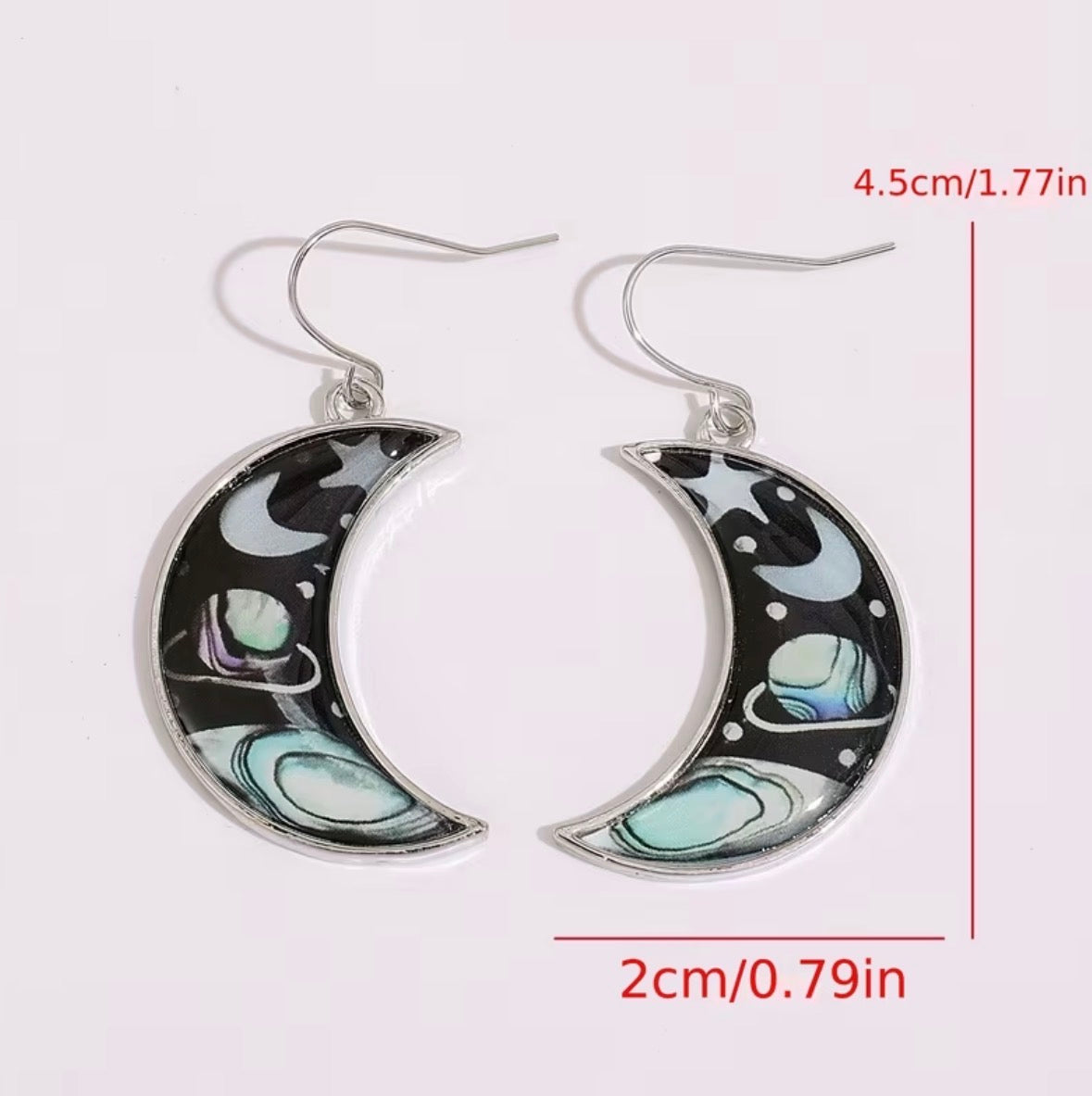 Vintage Crescent Moon Star Earrings