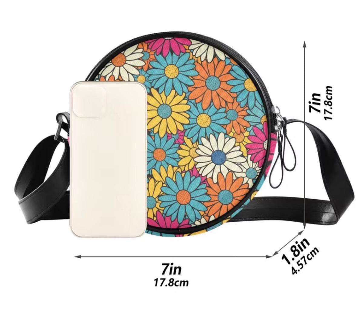 Boho Round Crossbody Bag with Adjustable Strap