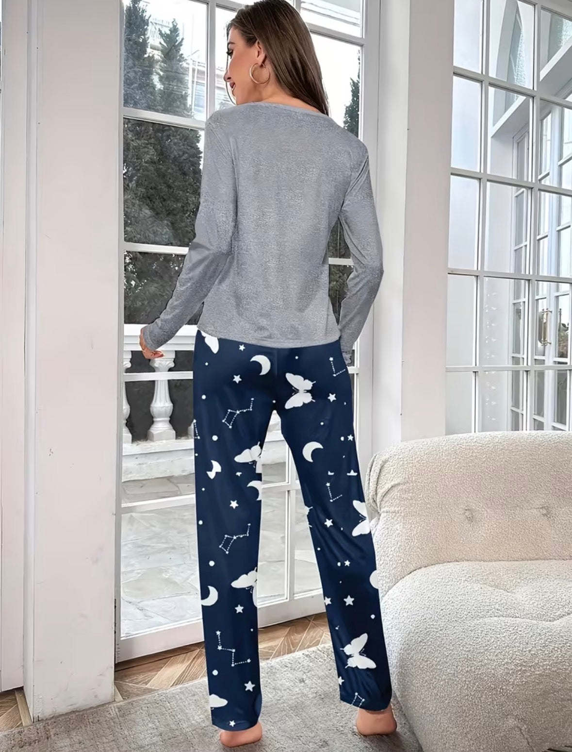 2-piece Long Sleeve Butterfly Loungewear Set