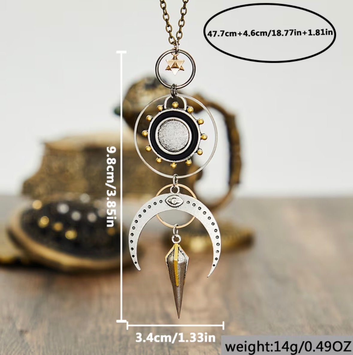 Gothic Retro Hollow Geometric Moon Necklace