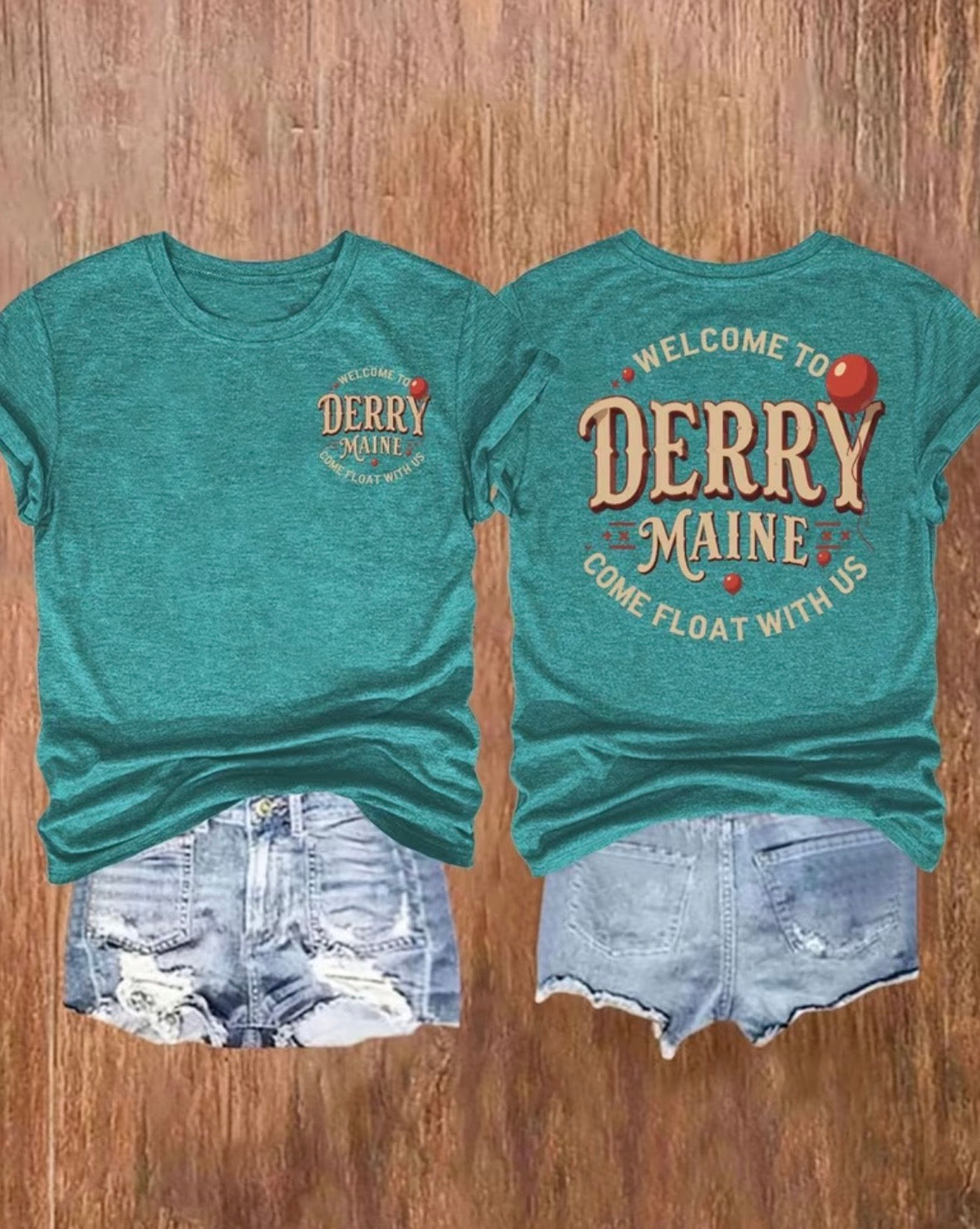 Short Sleeve Graphic T-shirt “WELCOME to DERRY MAINE COME FLOAT with US”