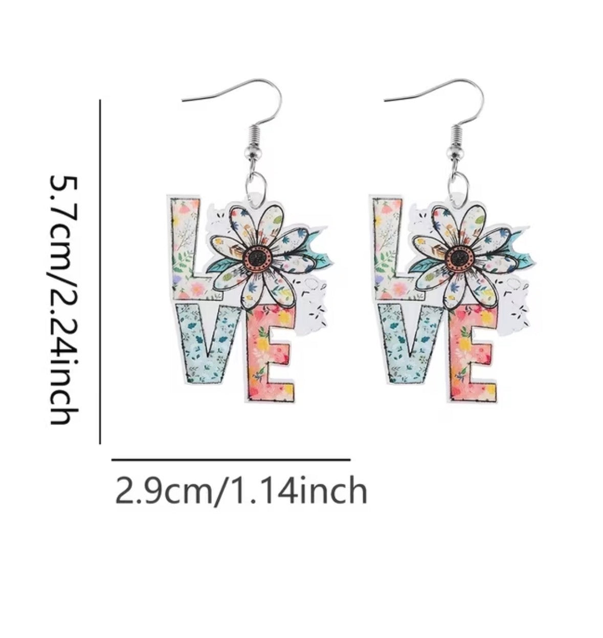 Retro Floral Daisy “LOVE” Earrings