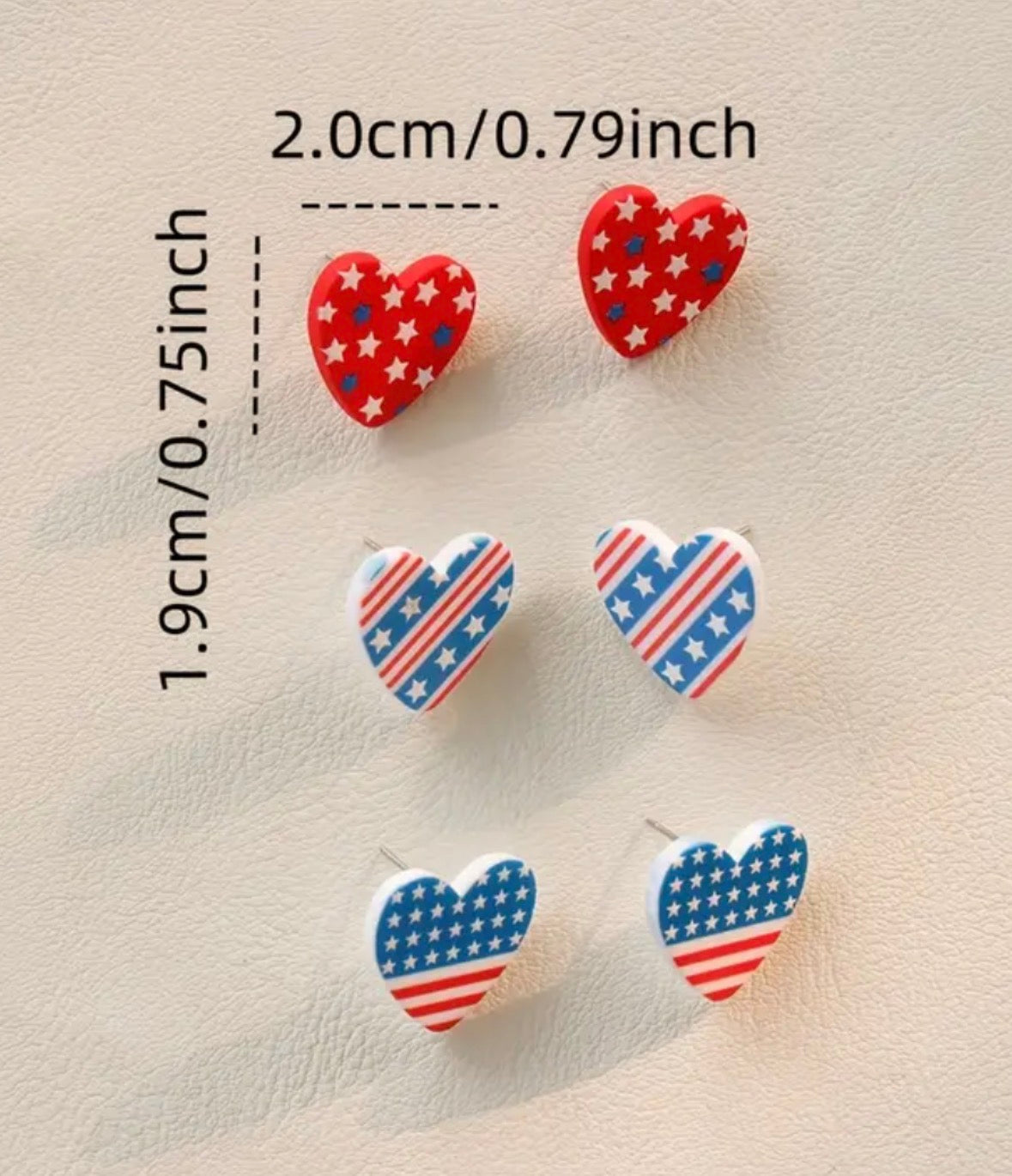 3-sets American Flag Heart-Shaped Earrings