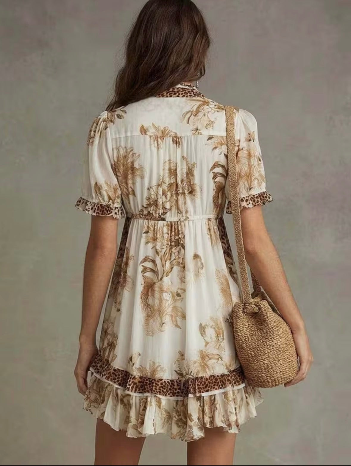 V-neck Ruffle Mini-Dress