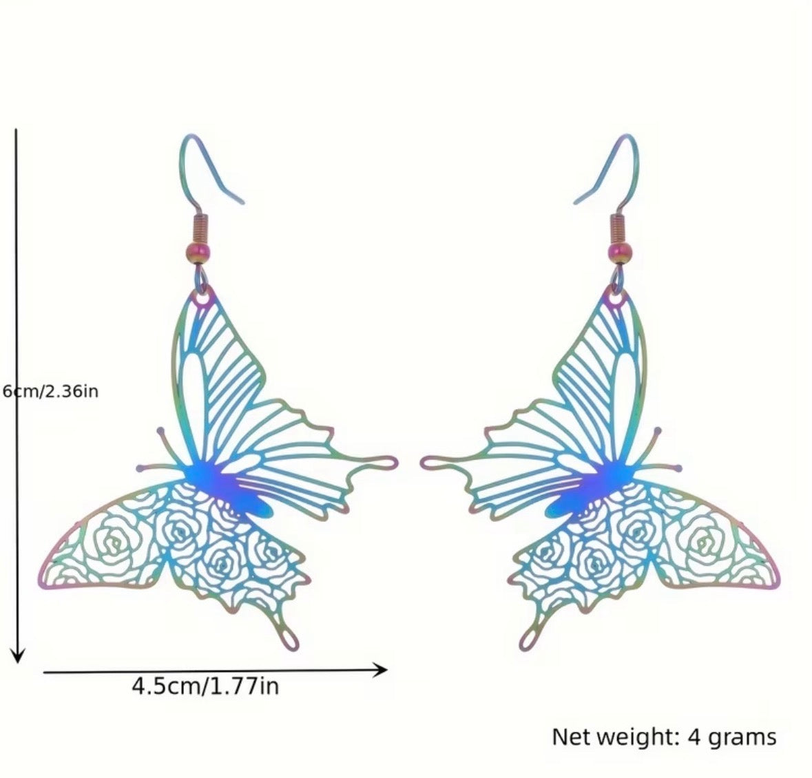 Trendy Pair of Colorful Butterfly Earrings