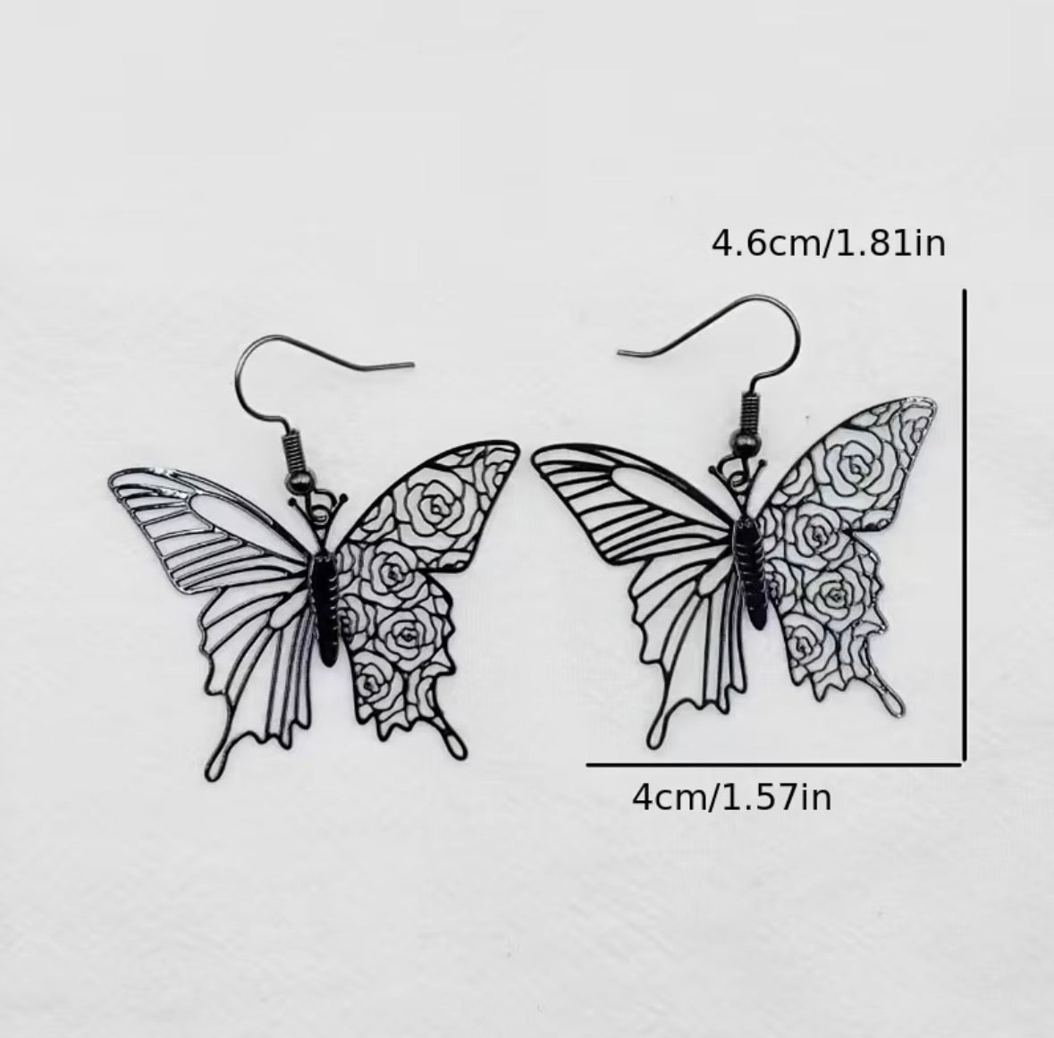 Trendy Pair of Black Butterfly Earrings