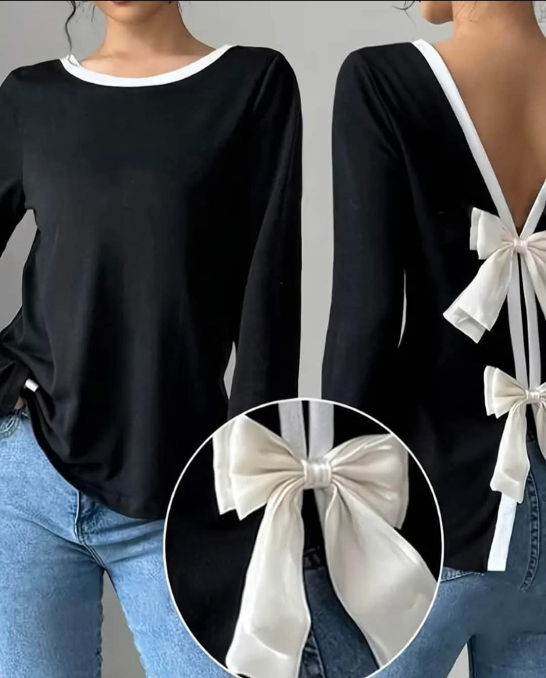 Long Sleeve Drop Back with Bow
