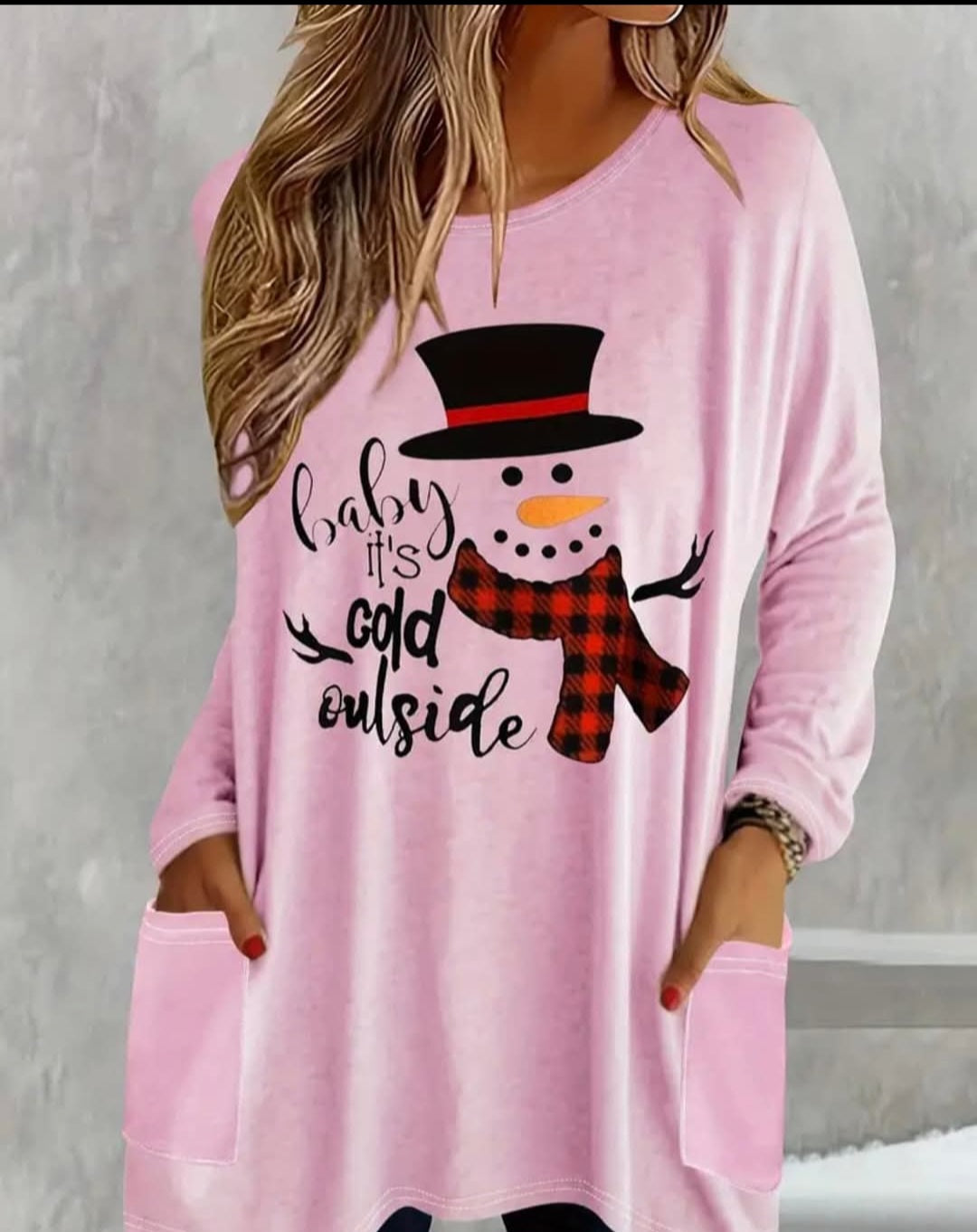Long Sleeve T-shirt with Snowman - "Baby It's Cold Outside"