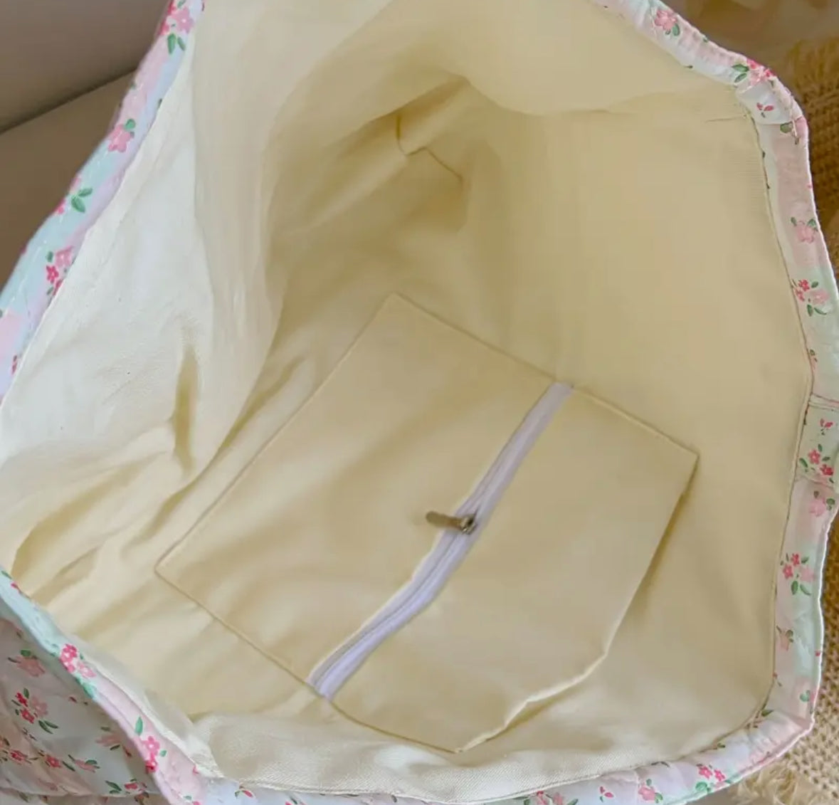Quilted Corduroy Tote Bag with Fixed Handles
