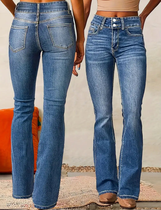 Straight Leg High-Waisted Zipper Fly Jeans