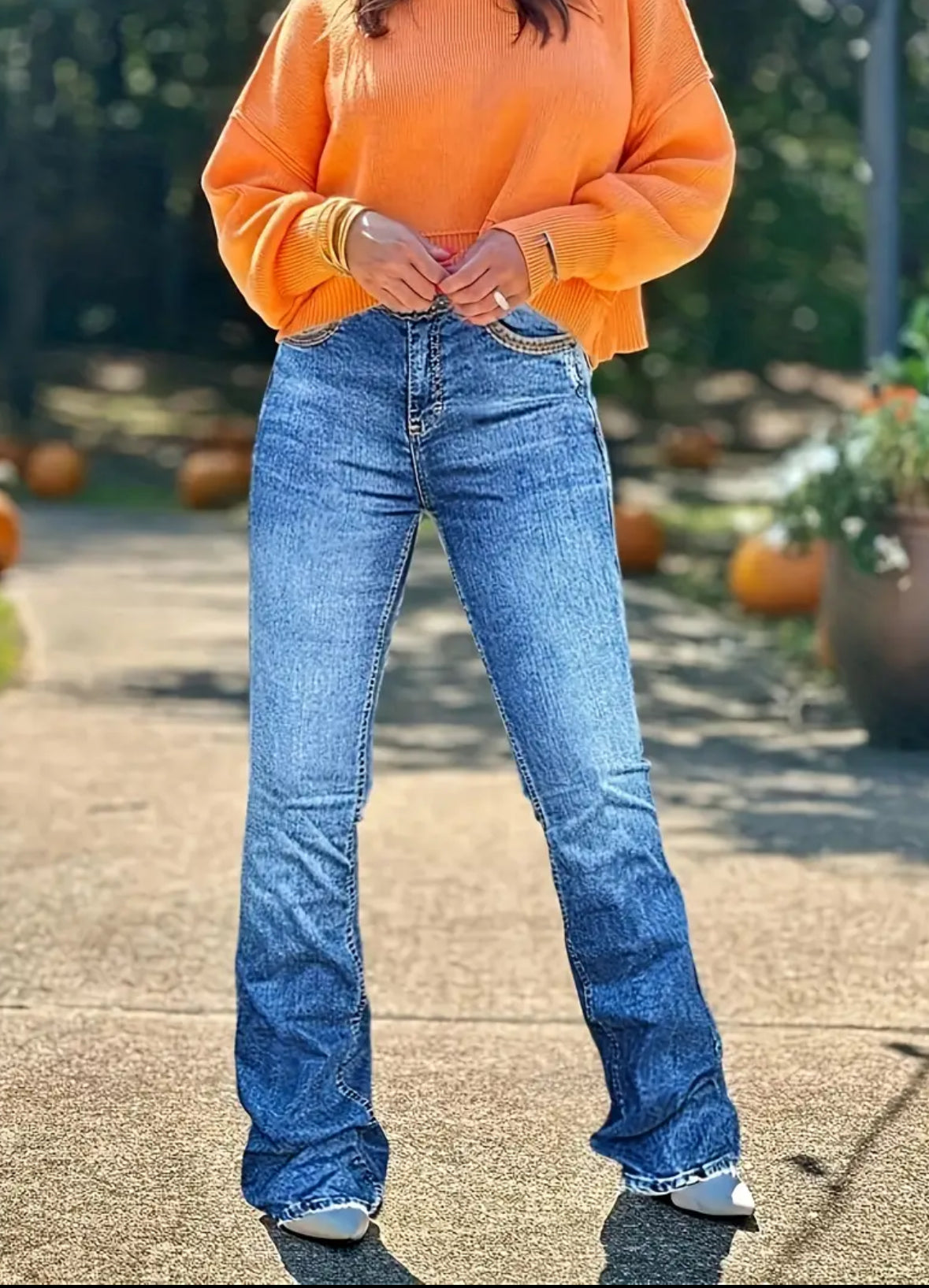 Mid-Waisted Straight Cut Jeans
