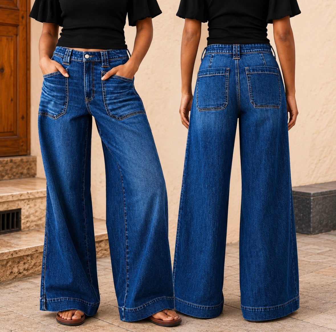Retro High-Waisted Flared Jeans