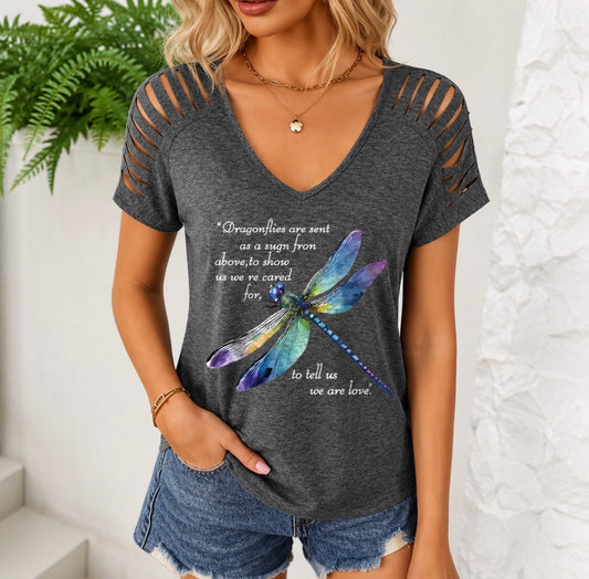 Graphic T-shirt  “Dragonflies are sent as a sign from above to show us we’re cared for…to tell us we are love”