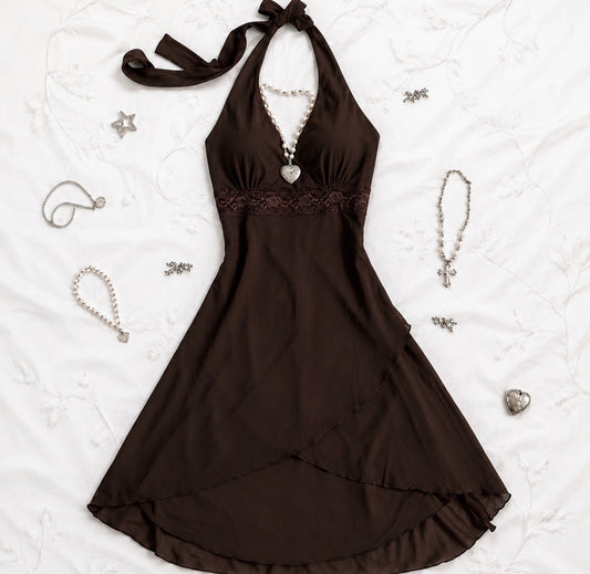 Retro V-neck Halter Dress