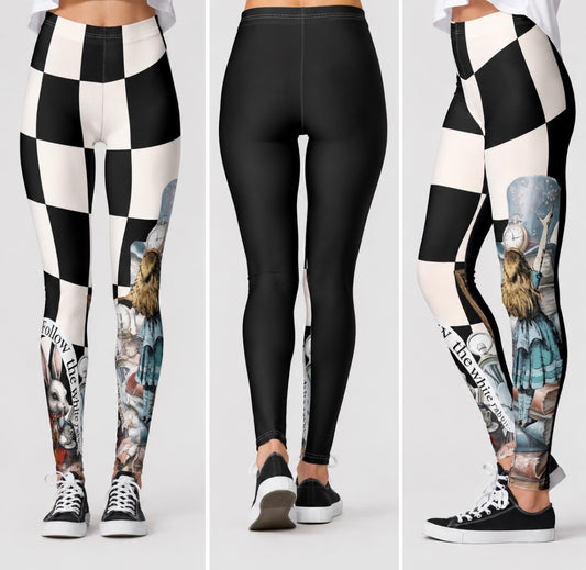 Alice “Follow the White Rabbit” Leggings