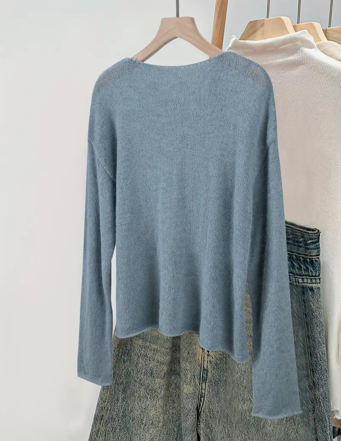 Long Sleeve Mohair Pullover Sweater