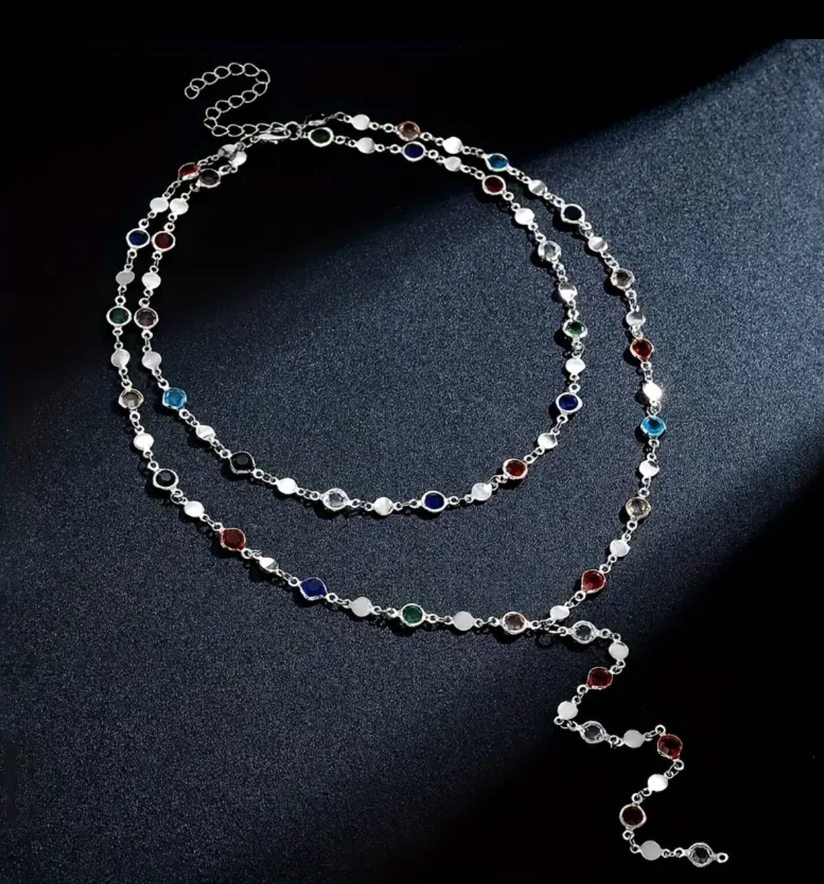 Double Layered Y-chain with Synthetic Gem Stones
