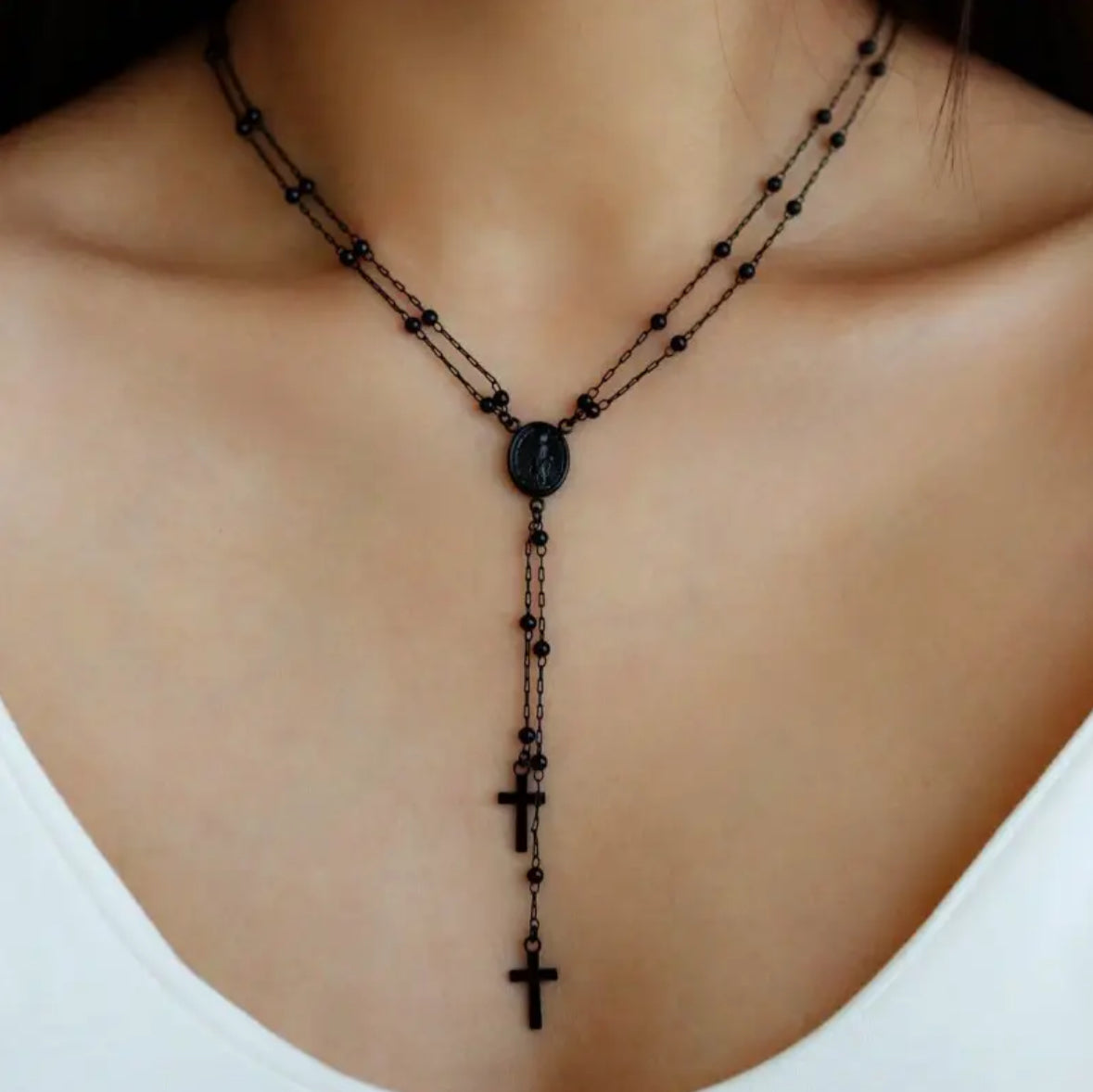 Simple Double Stand Cross Necklace