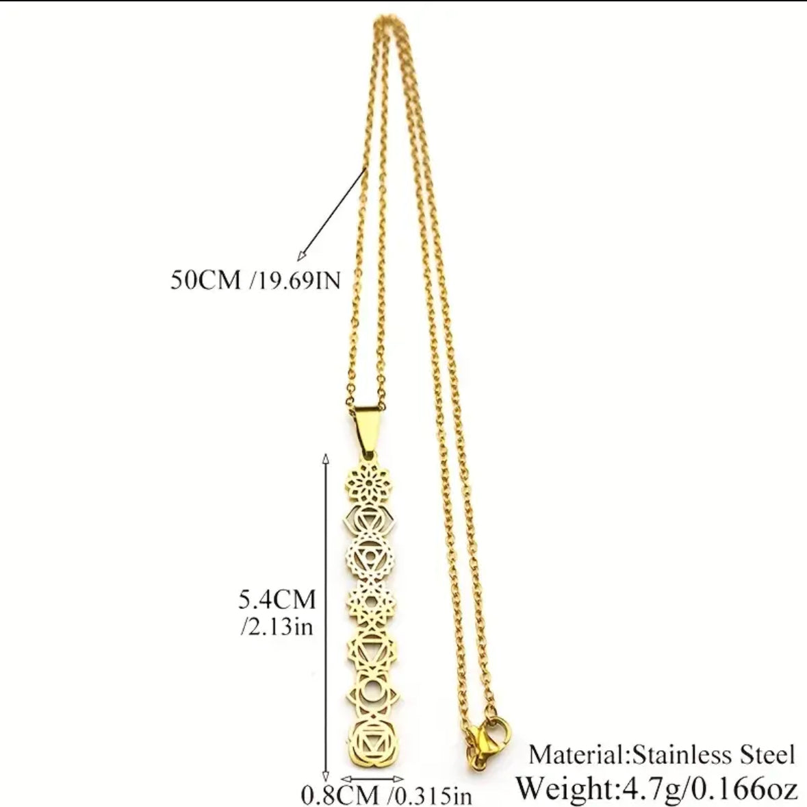 Vertical Reiki Seven Chakra Necklace