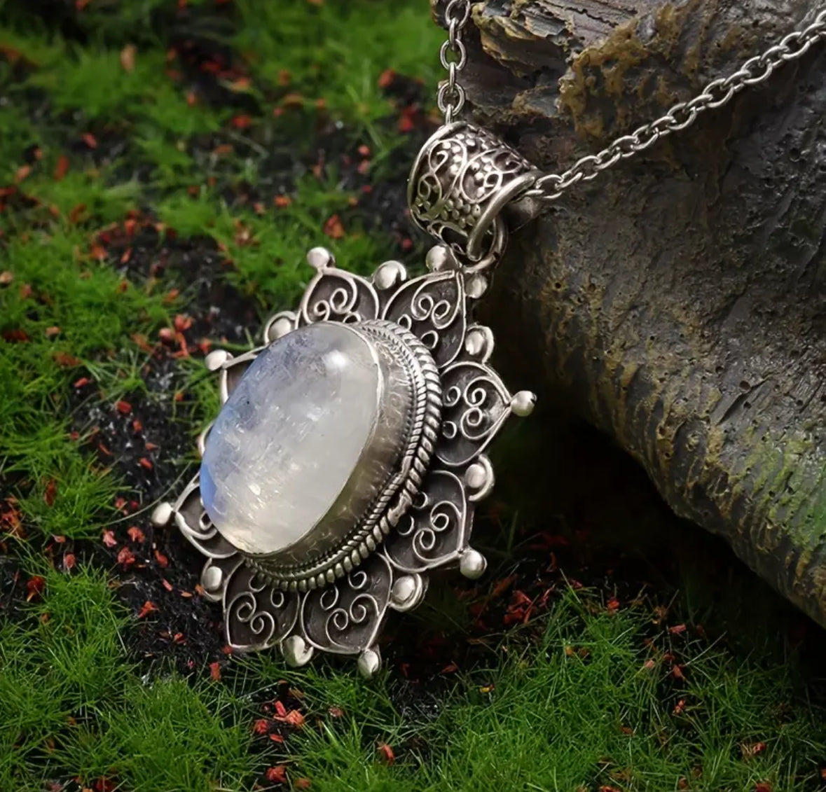 Bohemian Sunflower Moonstone Necklace