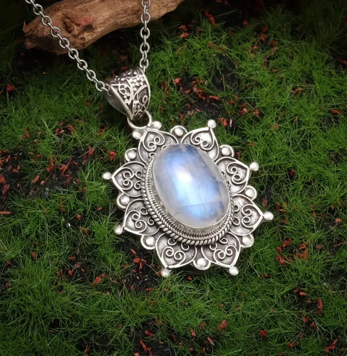 Bohemian Sunflower Moonstone Necklace