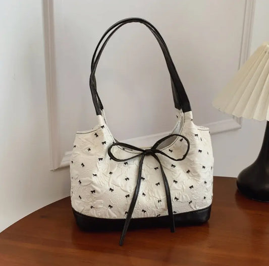 Polka Dot Handbag with Decorative Bow
