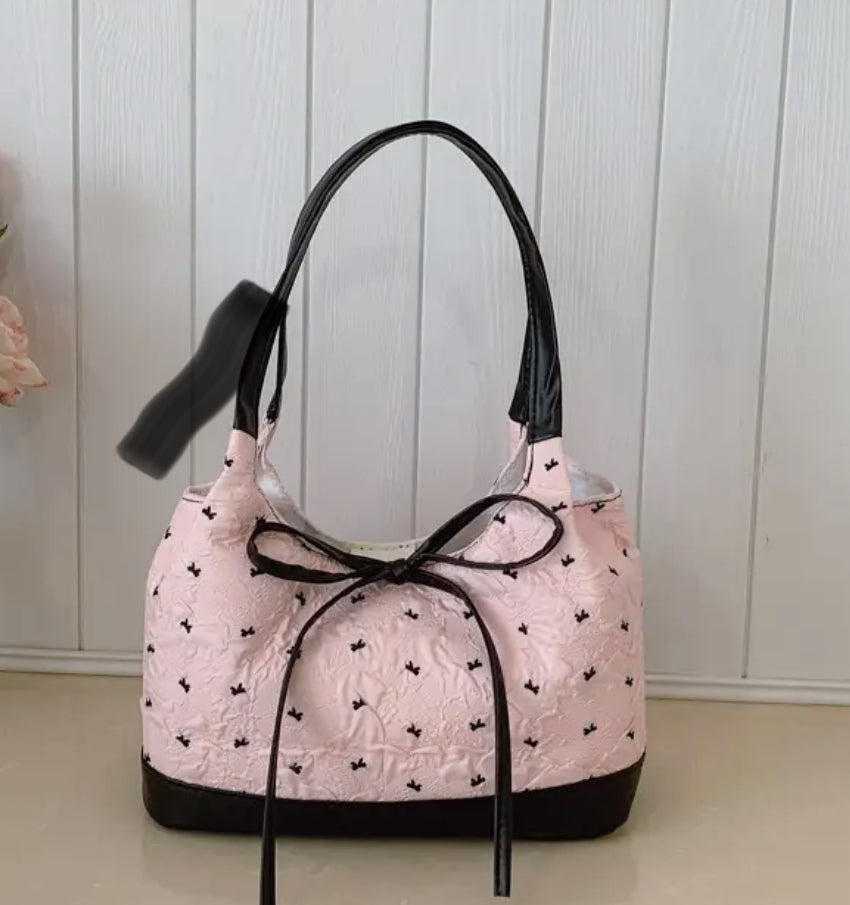 Polka Dot Handbag with Decorative Bow