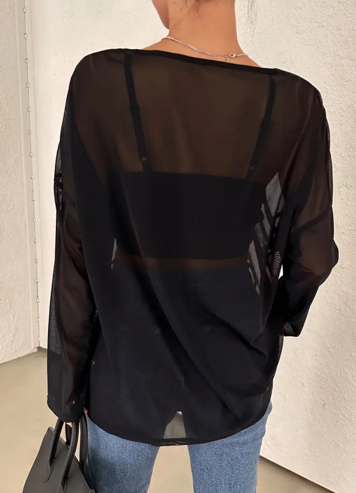 Longline Top with Semi-Sheer Panels