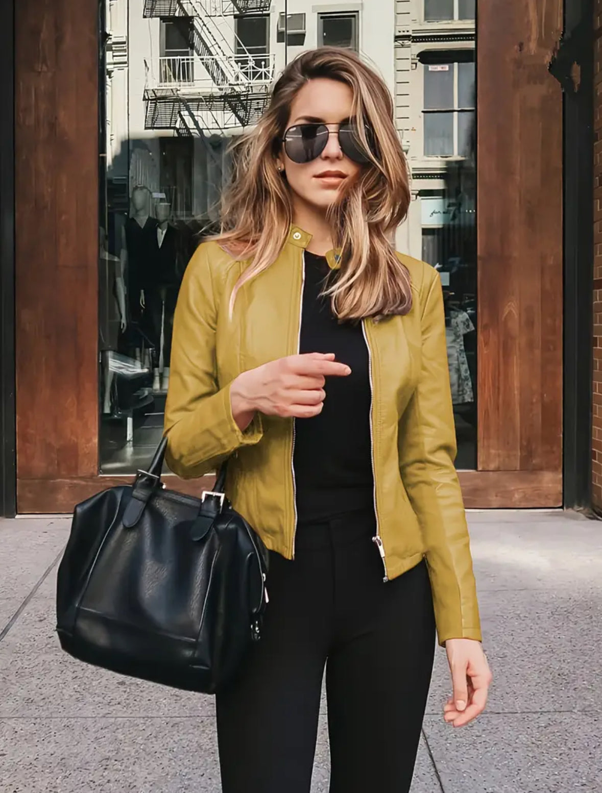 Plus Size Faux Leather Jacket