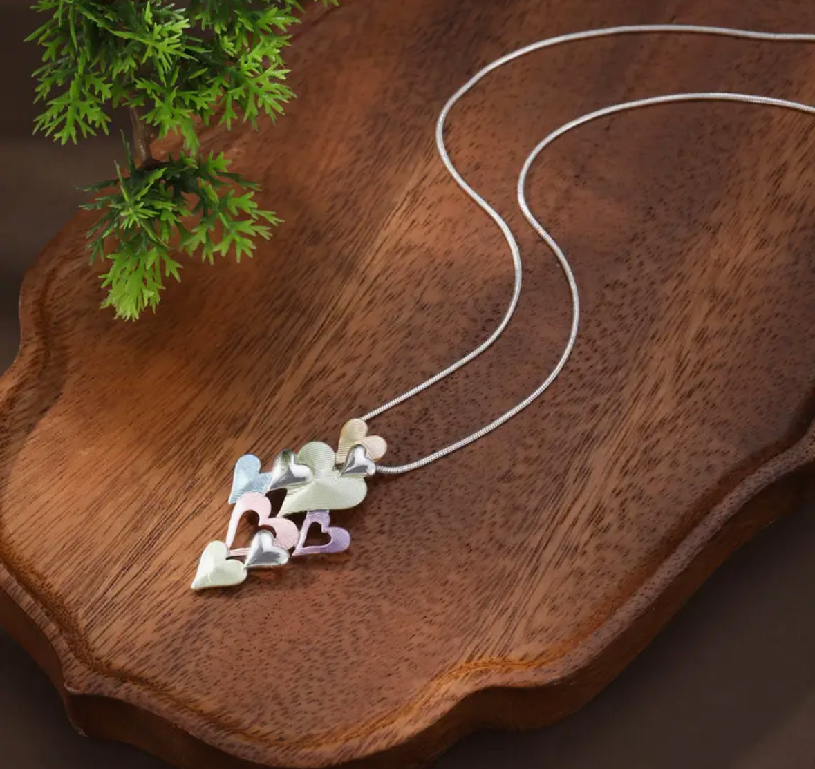 Handmade Enamel Bohemian Mulit -Heart Pendant Necklace