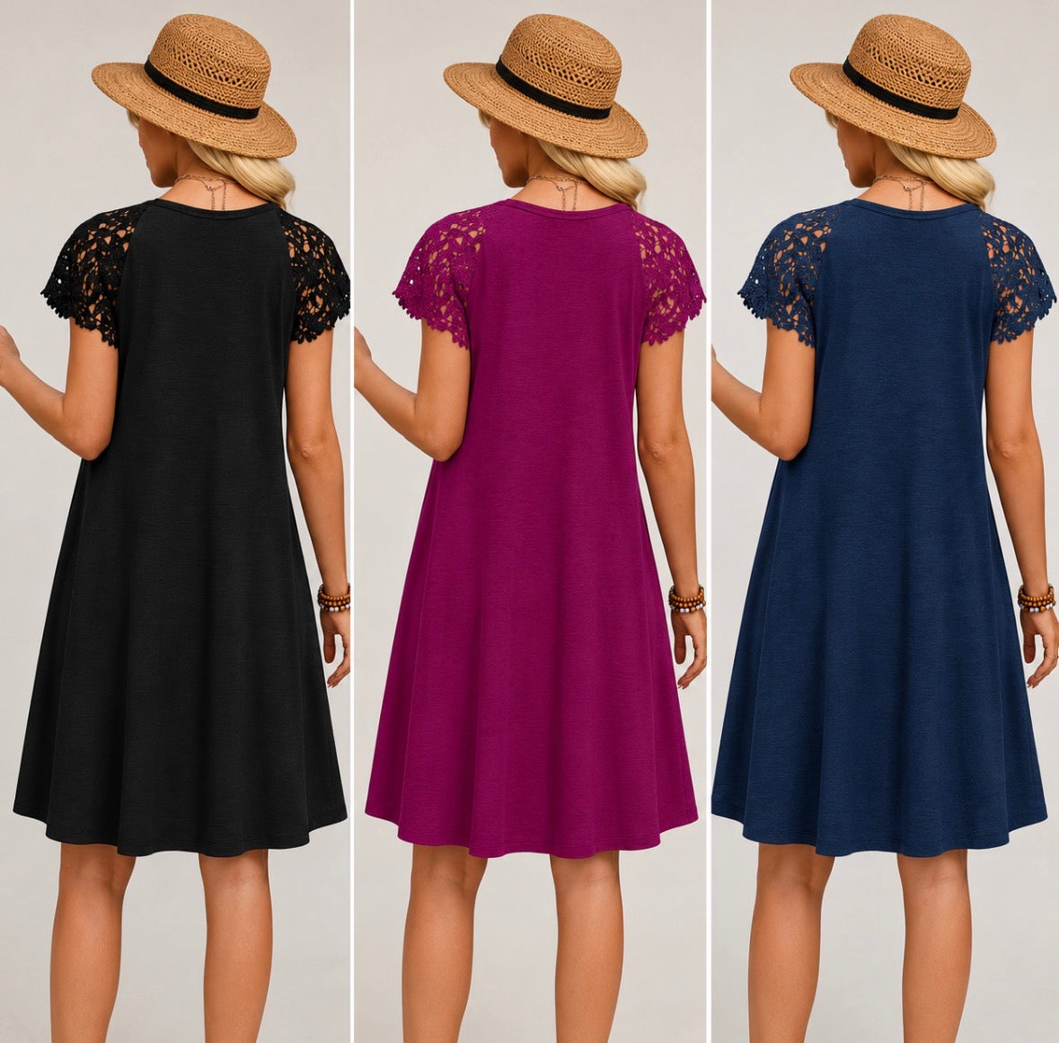 Summer Dress with Lace Short Sleeve