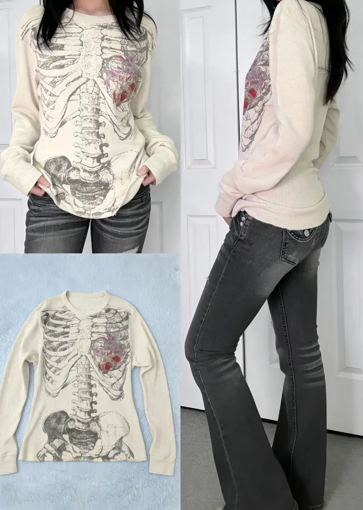 Vintage Gothic Skull Long Sleeve T-Shirt