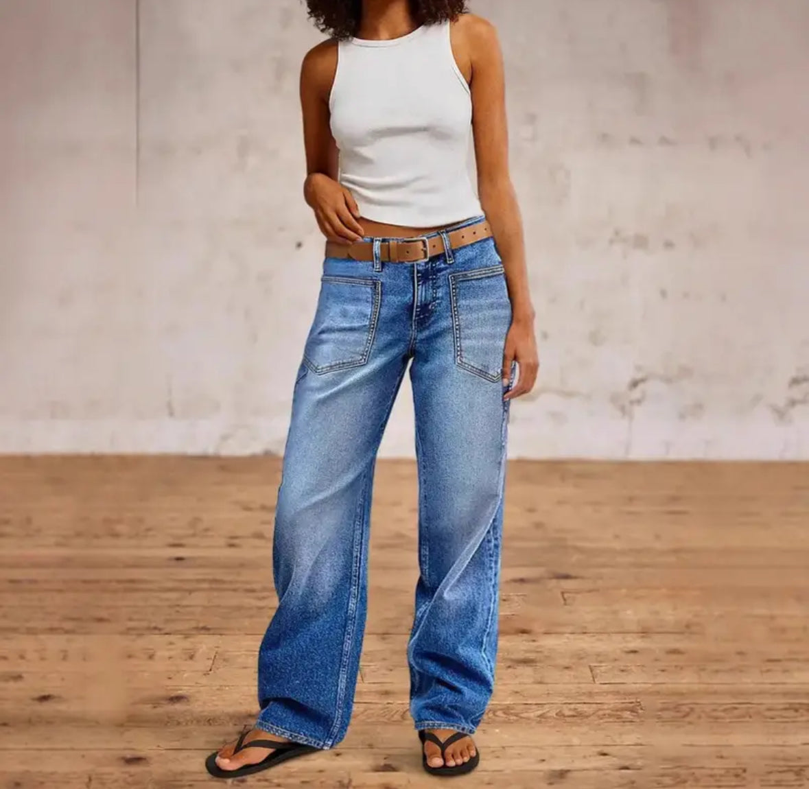 High Waisted Straight Cut Stretchy Jeans
